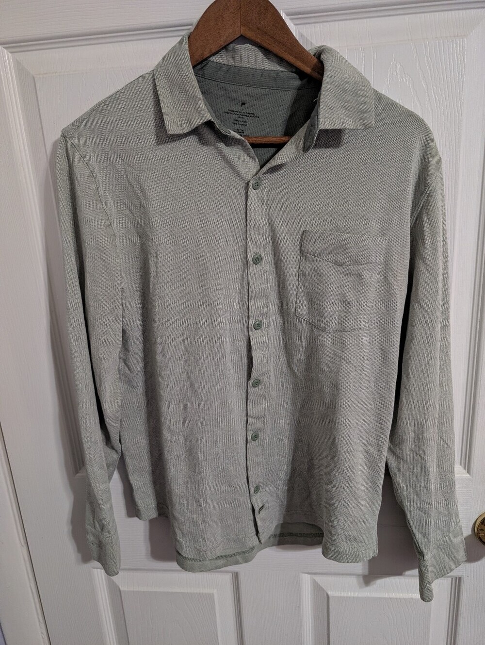 Fabletics Mens Shirt Green Button Down Long Sleeve Dash Size Small
